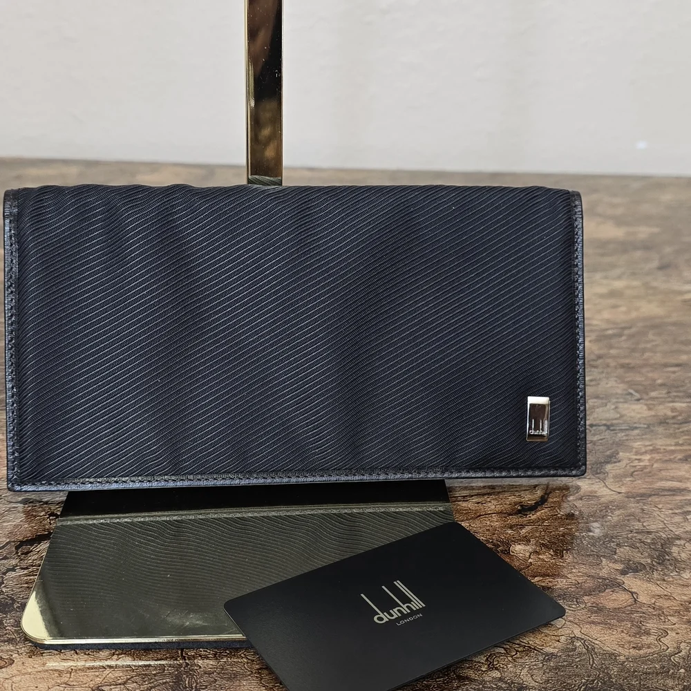 Dunhill London Black Continental Wallet Nylon Canvas & Leather Trim NEW w/ Box